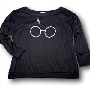Women's Aibrou Black Long Sleeve Harry Potter Graphic Tee